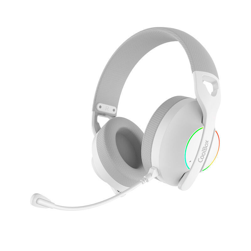 Auscultador sem fios WB01 branco RGB com microfone